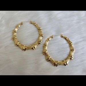 Bamboo door knocker earrings gold